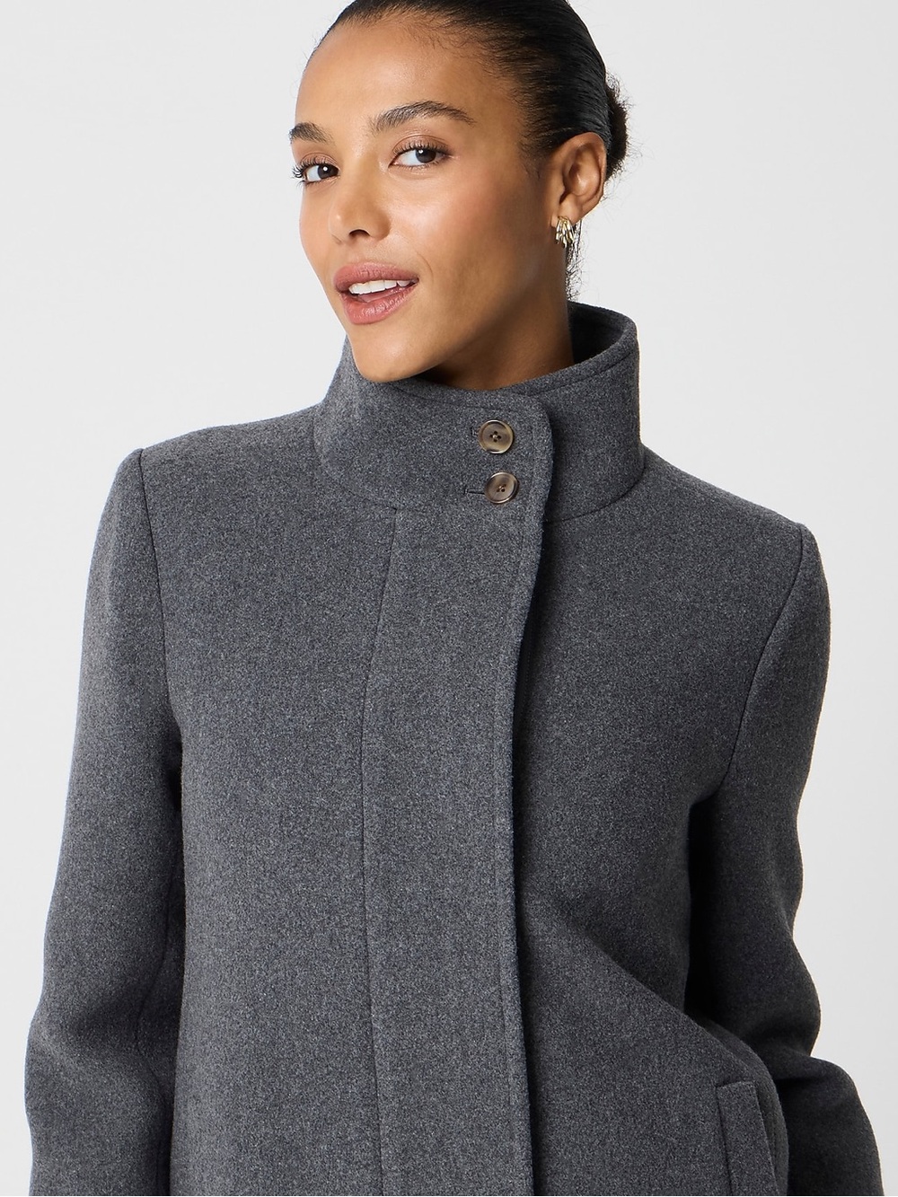 J.Crew Factory City Coat with Button Neck in Heather Carbon NWT